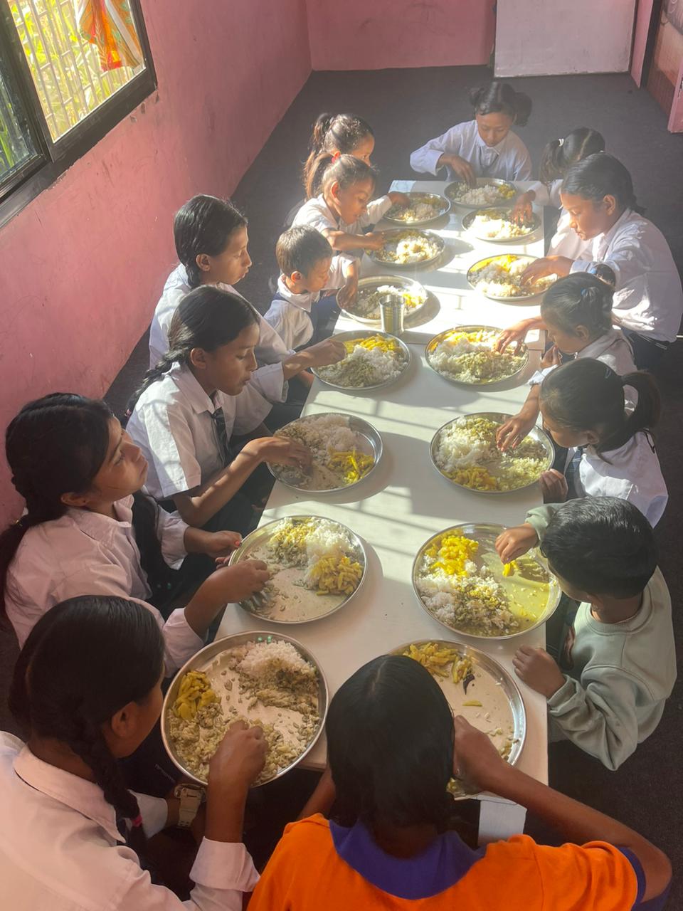 Children eating a nutritious meal